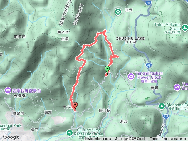 圳內＞草山觀瀑吊橋＞猴崁水圳＞青楓步道＞中正山產業道路＞頂湖步道＞十八份預覽圖