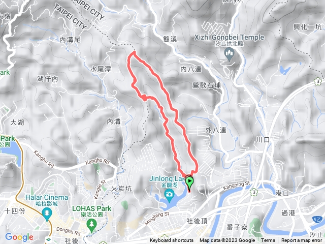 金龍湖-翠湖-內溝山-老鷲尖山-學頭坡山O型路線預覽圖