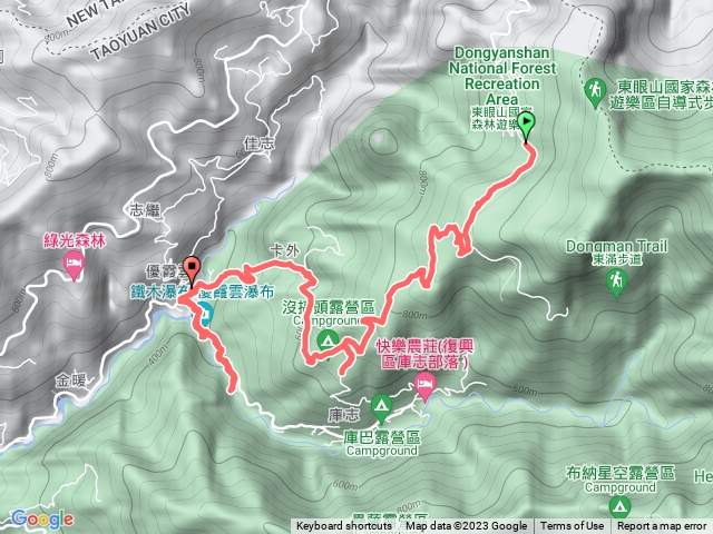 優霞雲瀑布、庫志步道
