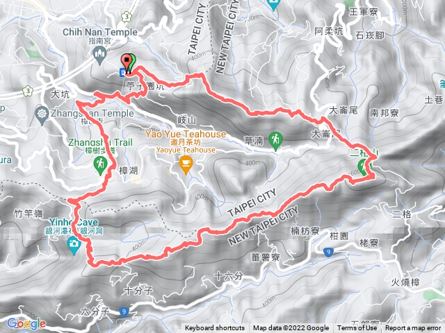 猴山岳-二格山列-貓空山系-樟湖步道-茶路古道-大成殿步道-指南宮