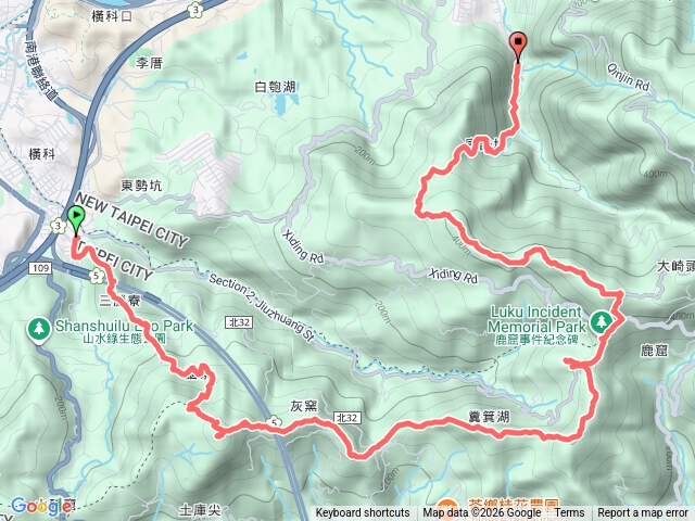 大豐山-更寮腳山-土庫岳-東峰-三層崎-深按頭山西峰-主峰-北峰-十三分山-白雲古道