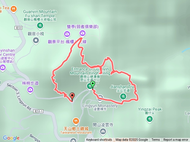 尖山步道→大崩壁→龍女岩→小鷹尖→青春嶺下