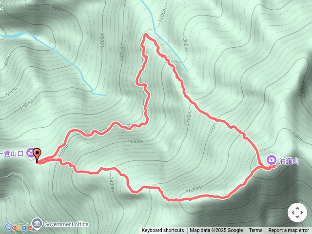油羅山第一登山口-三角點-第二登山口(O型）