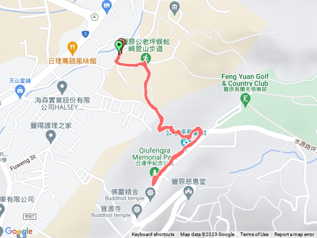 台中豐原_公老坪蜈蚣崎登山步道、丘逢甲紀念公園_南翁福德祠來回路線