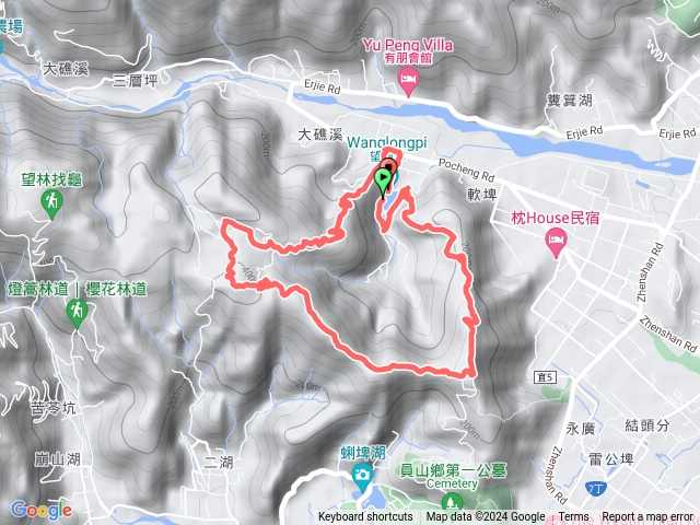 望龍埤-鎮頭山-蜊蜱山-大湖山-挑夫步道O型