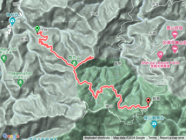 鹿鹿樂山(鹿山1547m(山字柱)、鹿坑山2035m(森林三角點)、南比林山1982m(無基石)+尤命神木、樂山鐵道)