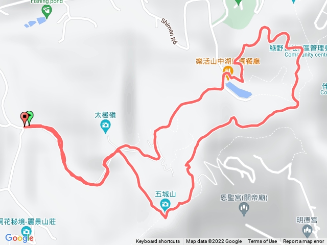 石門路70號步道入口-直上山中湖-文筆山登山口-經菜園-天上山縱走-五城山-直下步道回70號登山口