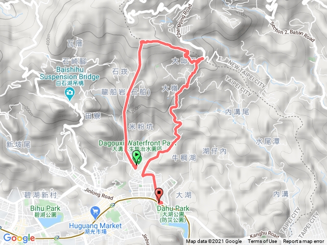 20210301 大湖公園-大溝溪-龍船岩-開眼山-白石湖主東-大邱田山-大邱田奇岩-大湖街柏油路-大湖公園 O型