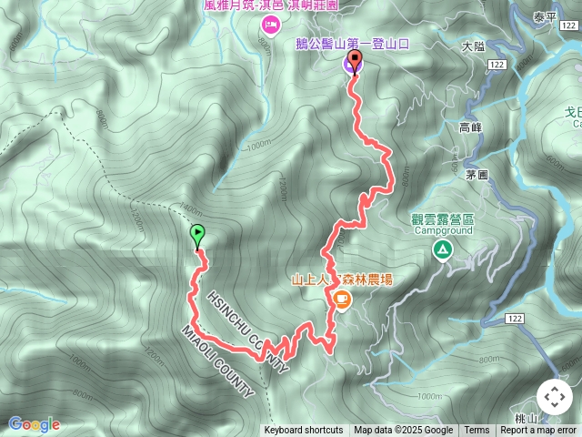 鵝公髻山三角點開始大O山上人家連心瀑布預覽圖