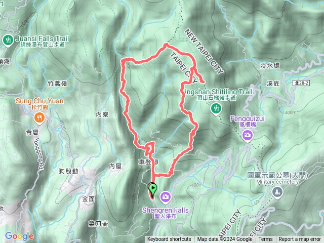 溪和宮-車登腳橋-溪山土地公廟-頂山南峰-瑪蕃山-頂山西南峰-頂山-頂山東南峰-風擎步道-北頂山-高頂山-高頂山西南峰-登峰圳步道-溪和宮預覽圖