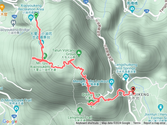 七星山主鋒東鋒，小油坑上冷水坑下