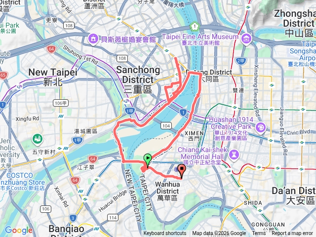 華江-新北橋-三和夜市-台北橋-華江