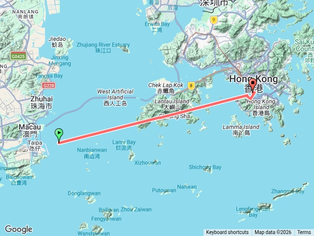 2026.07.10澳門沊仔客運碼頭回到香港海港城軌跡