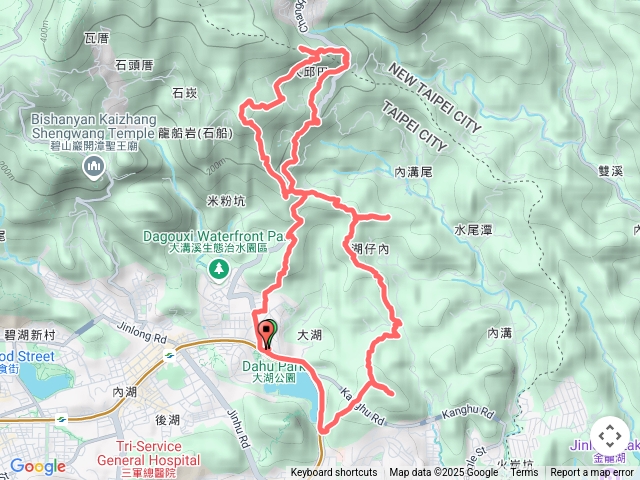 內湖十一連峰（捷運大湖公園站-大湖山-牛稠湖山-牛稠尾山西峰-石崁山-消防山-大邱田山-牛稠尾山-東牛稠尾山-聖明山-青山岩-康樂山-捷運大湖公園站）