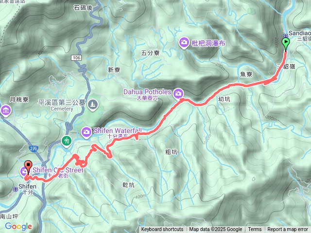 三貂嶺車站-幼坑瀑布(九層瀑布)-大華車站-十分老街(平溪車站停駛期間適用)