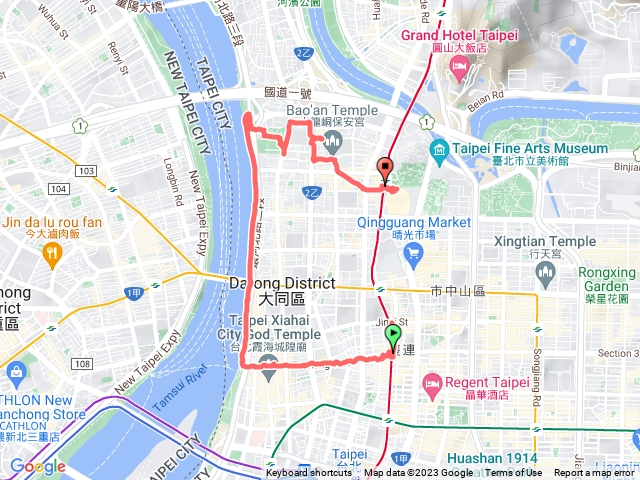 雙連➡️大稻埕➡️淡水河➡️圓山