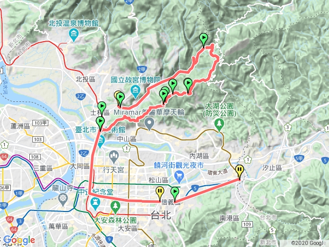 劍潭山 文間山 大崙尾山 大崙頭山 梅花山聖人橋 小18號公車至劍潭捷運站