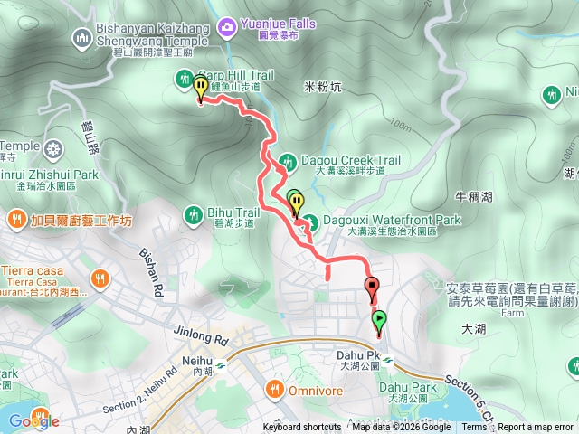 大湖公園站到鯉魚山東峰