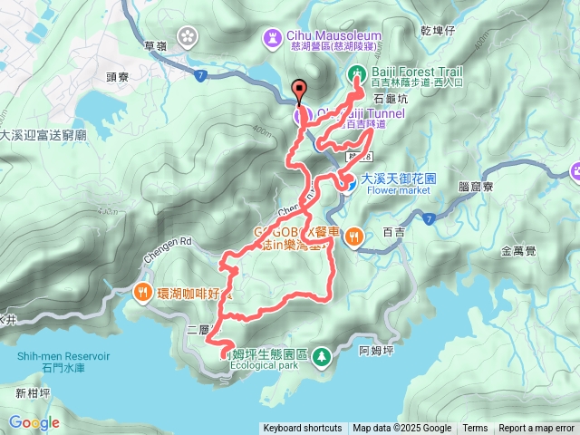 總督府步道、湳仔溝古道（步道）、二層坪古道、杉仔崎古道、百吉林蔭步道環走；順登二層坪山,大溪坪山預覽圖