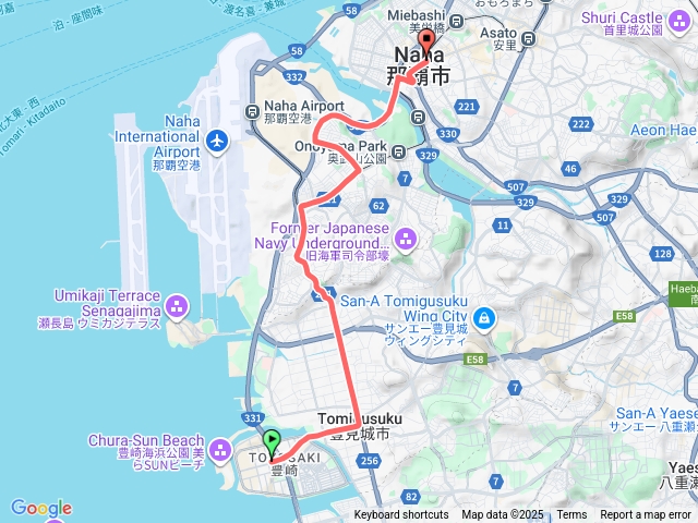 2025.10.12由iias沖繩豐崎イーアス沖縄豊崎琉球巴士56號回那霸軌跡