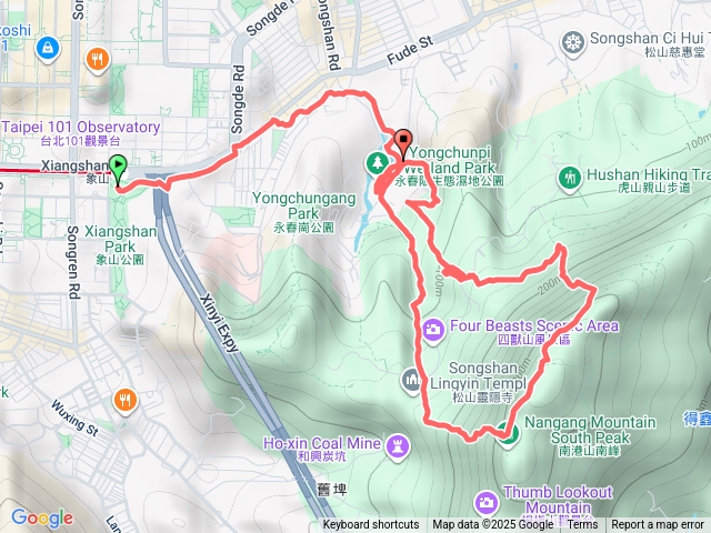 象山站＃2-永春陂公園-豹山稜-豹山峰-1號峭璧-九五峰-南港山-4號峭璧-豹山溪步道