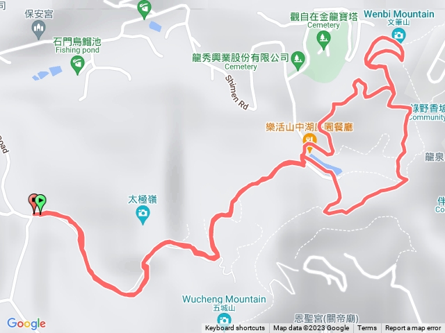 石門路70號登山口-直上山中湖-再直上文筆山（做伸展）-繞湖一大圈回到山中湖-原路折返回70號登山口
