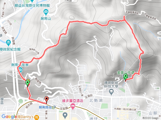 內湖金面山走到劍南路站