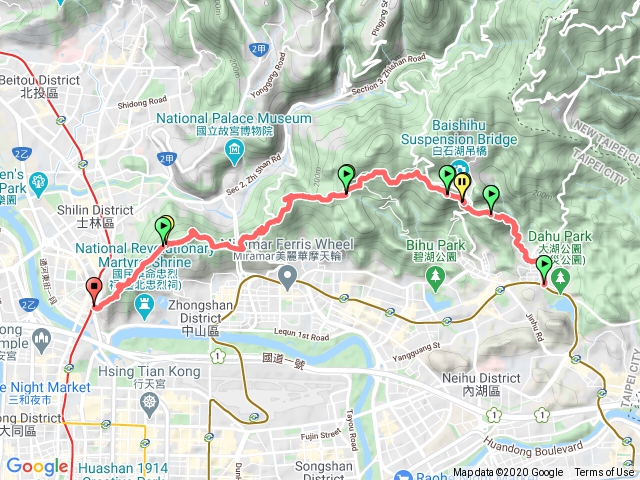 大湖公園-鯉魚山-碧山巖-老地方觀景台-圓山風景區入口