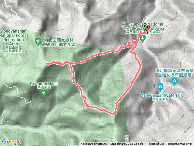 滿月圓-東眼山-東滿步道-啦卡山-O形路線