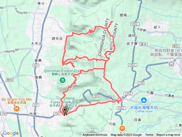 田中森林步道往北天宮，中央嶺擎天崗，田中大小劍