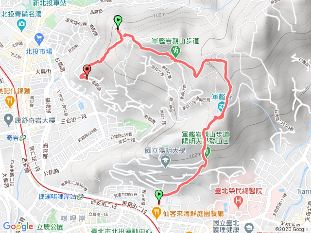 陽明大學-軍艦岩-大師岩-丹鳳山-北投地熱谷