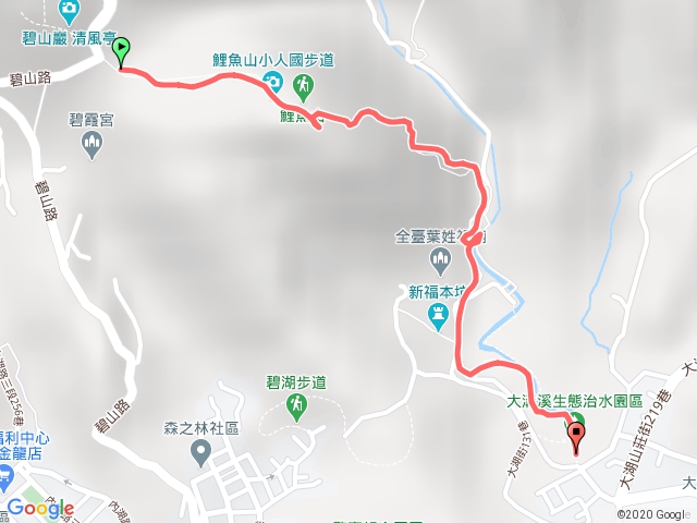 鯉魚山步道->大溝溪步道