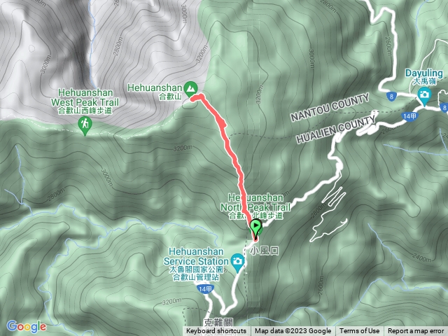 北合歡山登山口至北合歡山