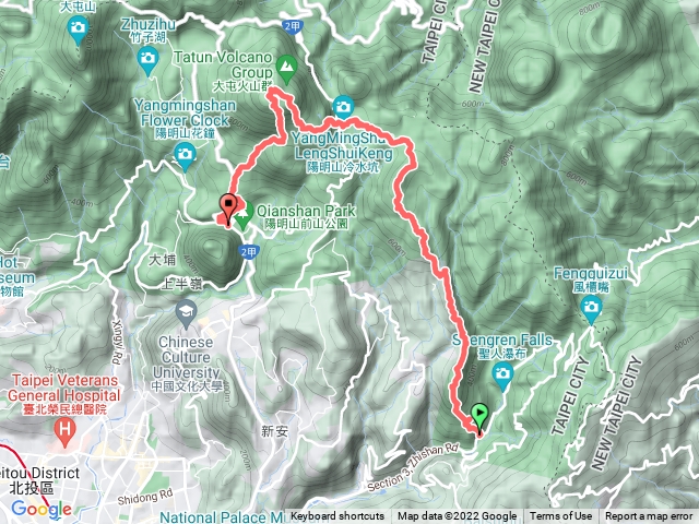 簡厝上竹篙山與七星山下陽明山公車總站