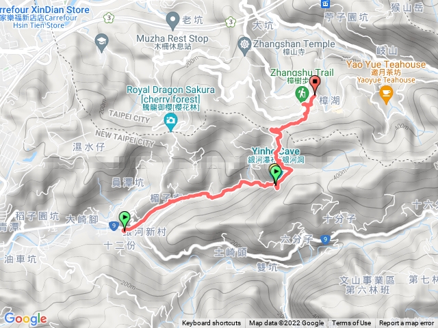 新店中生橋頭到銀河洞、木栅貓空
