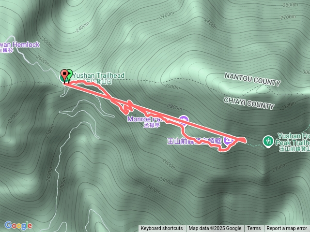 玉山登山口至排雲山莊來回