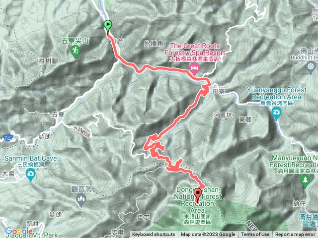 五寮尖到東眼山車程