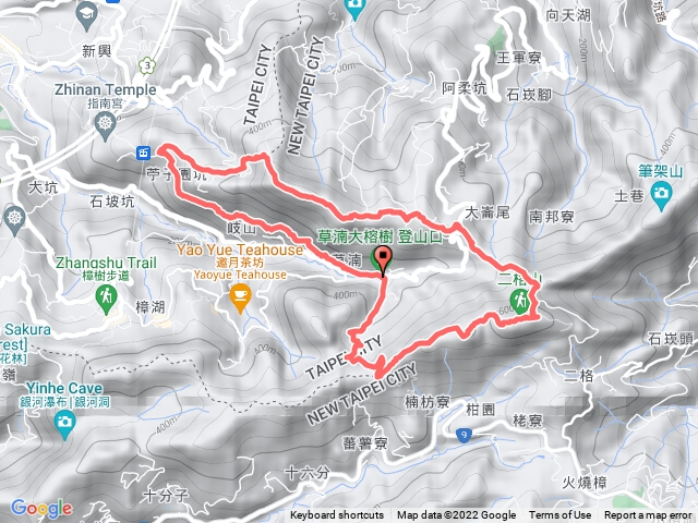草湳大榕樹、岐山古道、猴山岳步道、 二格山步道、南邦寮山 O 型