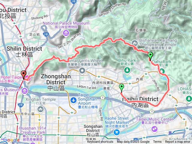 內湖陽光街瑞光路口經碧山巖到劍潭預覽圖