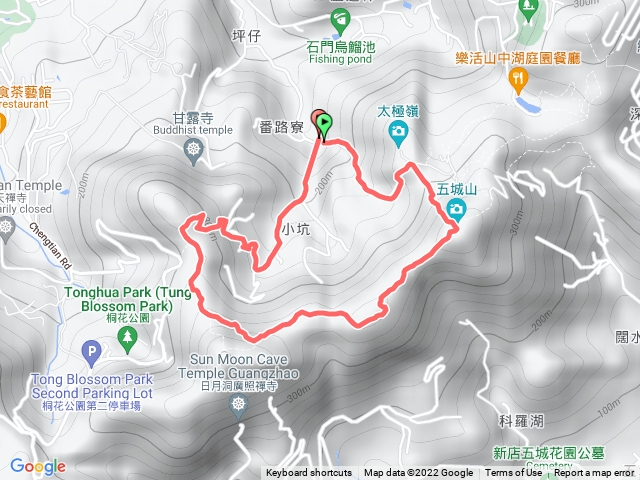 石門路70號步道入口-五城山-天上山縱走-天上山鞍部-甘露公園-產業道路-巨竹農場產業道路回70號步道入口
