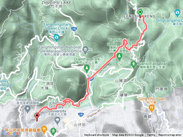 冷水坑→中山樓→松溪瀑布→半嶺步道出明玄宮