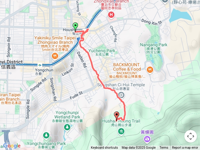 從後山碑捷運到虎山登山口