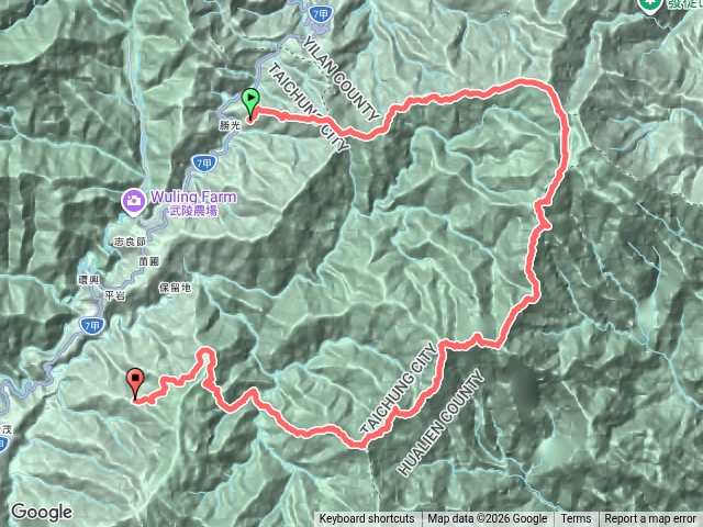 北一段縱走北二段 南湖圈谷經巴巴山南稜上中央尖死亡稜線接甘薯峰出730林道預覽圖