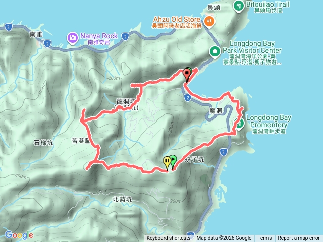龍洞彎步道、龍洞坑瀑布、苦苓嶺、紅毛山、和美山、龍洞灣岬步道O型預覽圖
