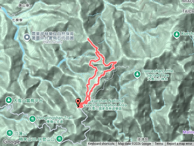 大雪山登山_烏石坑山_2432峰_0繞船型山里程約15公里花費時間約9小時高度落差441公尺總爬升高預覽圖