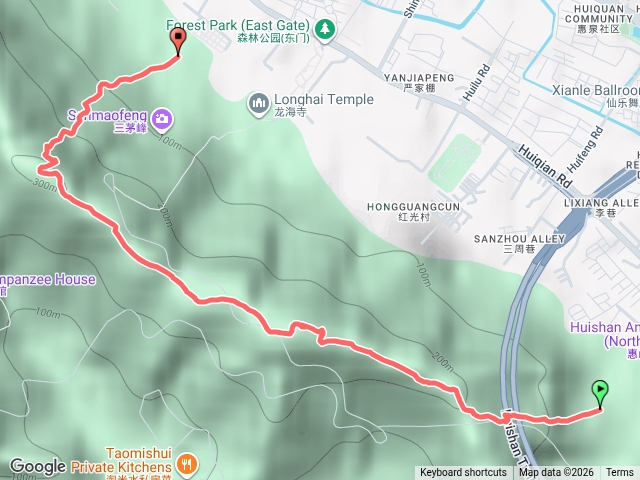 錫惠公園→頭茅峰→二茅峰→三茅峰→惠泉花園