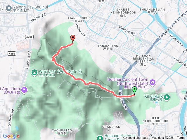 錫惠公園→頭茅峰→二茅峰→三茅峰→惠泉花園