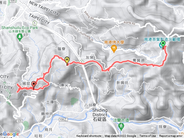 南港茶展中心，畚箕湖山，三層崎山，土庫尖東峰，土庫尖，山豬窟尖，山豬窟山