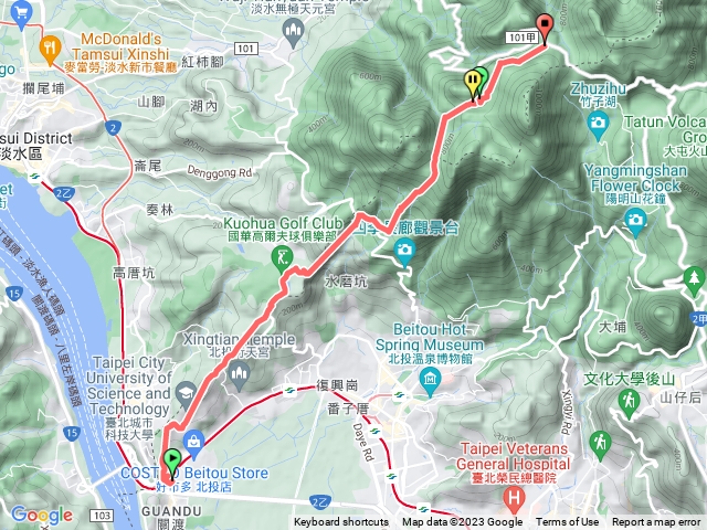 台北大縱走第一段，關渡捷運站-二子坪休息區