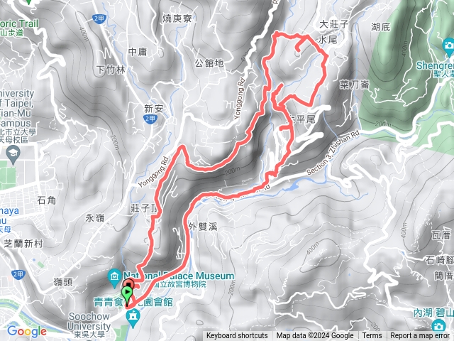故宮-狗殷勤古道-平菁街42巷-鵝尾山水田-百年溪山古圳O形路徑